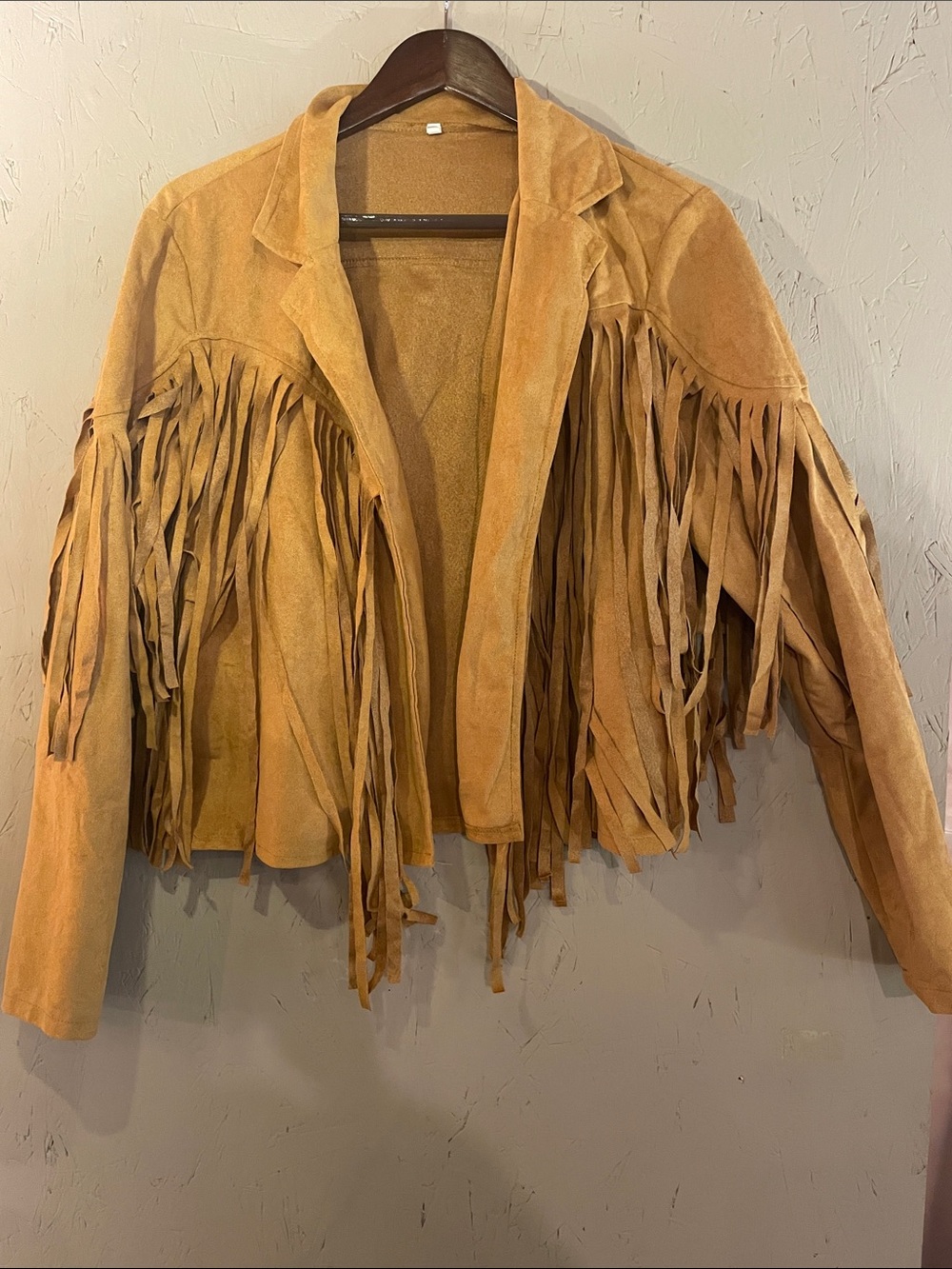 Source Unknown Tan Suede Fringe Leather Jacket